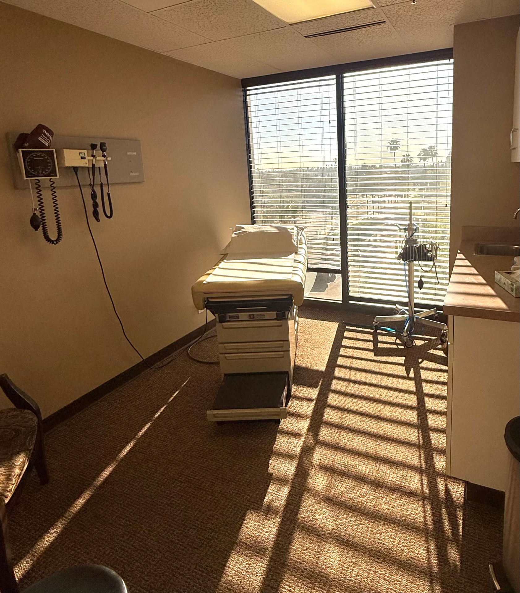 Exam room with a window view at our Anaheim clinic